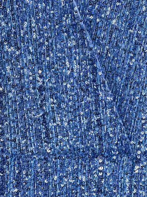 Vestido de Festa Fabiana Milazzo Paetê Longo Azul