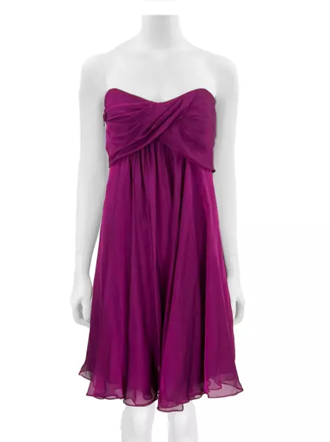 Vestido de Festa Nicole Miller Seda Bordô