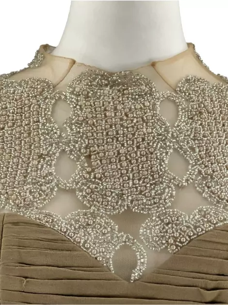 Vestido de Festa Patricia Bonaldi Bordado Marrom