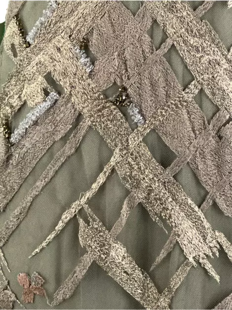 Vestido de Festa Patricia Bonaldi Renda Bordado Bicolor