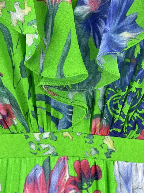 Vestido de Festa Printing Floral Verde