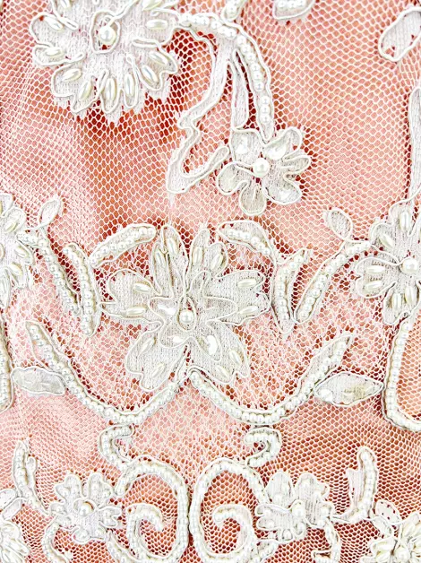 Vestido Fabiana Milazzo Bordado Salmão