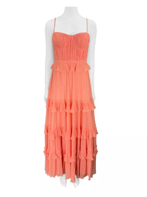 Vestido Fátima Scofield Babados Salmão