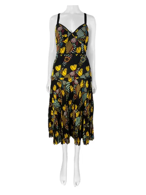 Vestido Fendi Plissado Multicolor