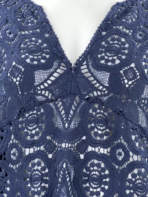 Vestido Gerard Darel Crochet Azul Marinho