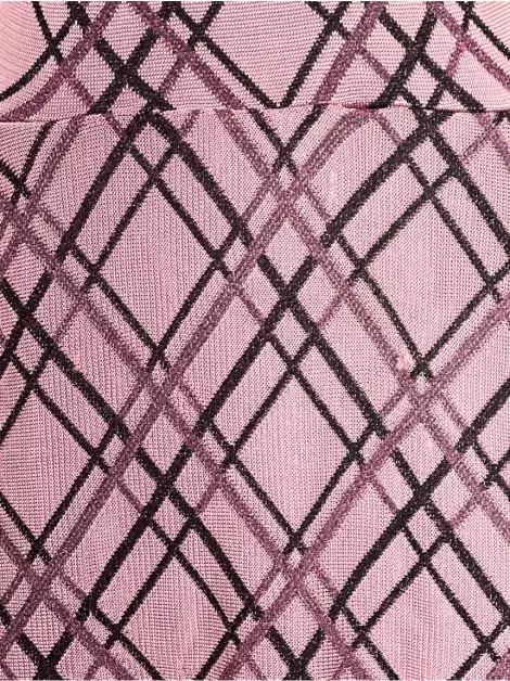 Vestido Gig Tricô Rosa Metalizado
