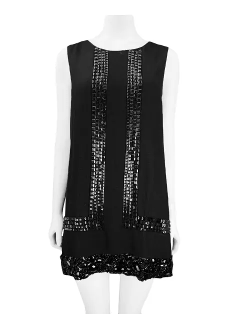 Vestido Giuliana Romanno Curto Preto Bordado