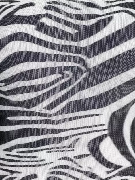 Vestido Helena Bordon Tule Estampa Zebra