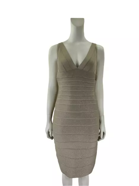 Vestido Hervé Léger Cinza Metalizado