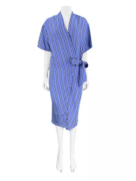 Vestido H&M Envelope Listrado Azul