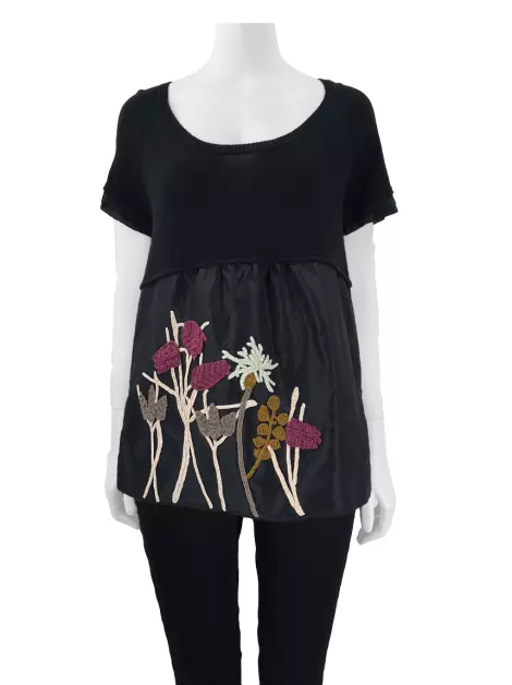 Blusa Kenzo Bordado Flores Seda