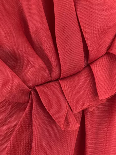 Vestido Lanvin Seda Drapeado Vermelho