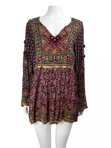 Vestido Mariana Penteado Bordado Estampado