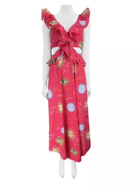 Vestido Mariana Penteado Tecido Estampado