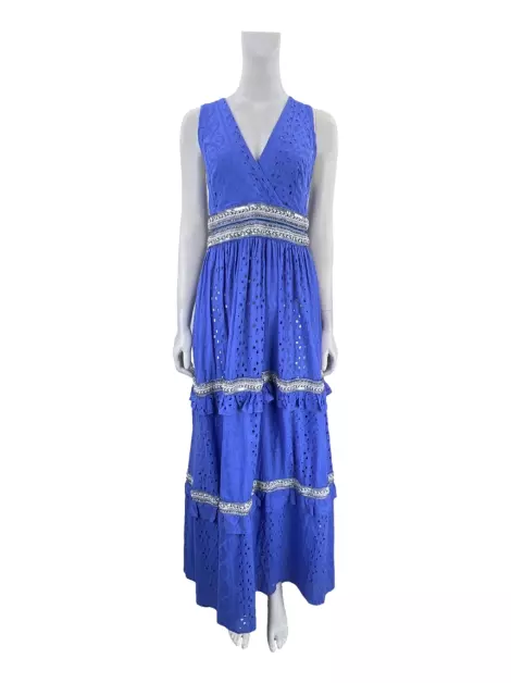 Vestido Mariana Penteado Texturizado Azul