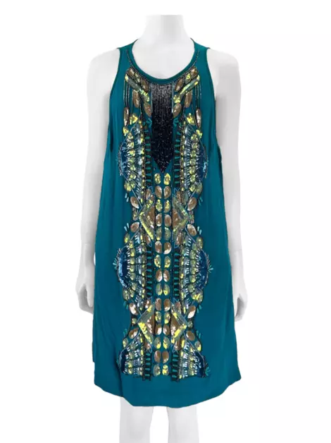 Vestido Nicole Miller Seda Verde