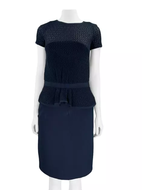 Vestido Oscar de la Renta Tricot Azul