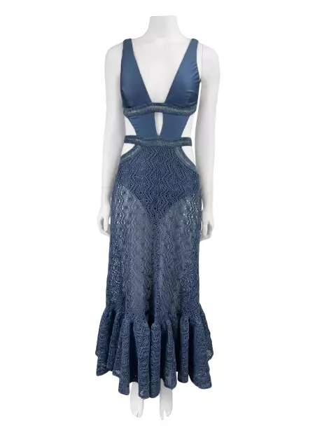 Vestido PatBo Crochê Azul