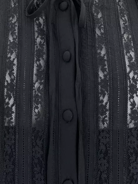 Vestido Red Valentino Georgette Scallop Ribbons Preto