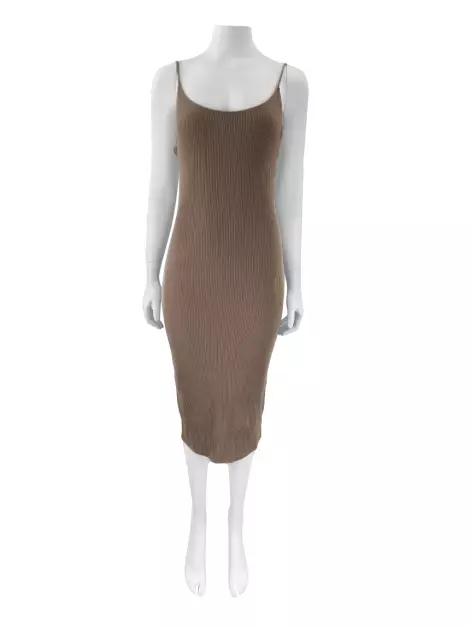 Vestido Reformation Canelado Marrom
