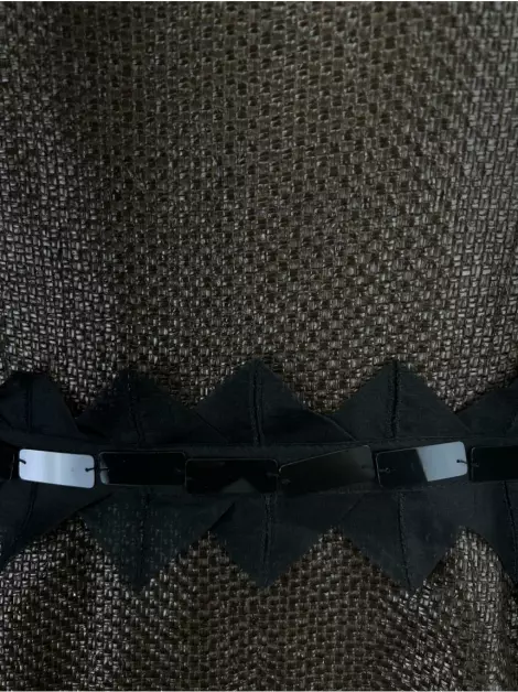 Vestido Reinaldo Lourenço Aplicações Marrom