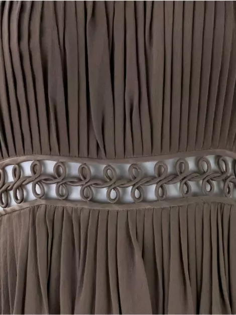 Vestido Reinaldo Lourenço Plissado Marrom