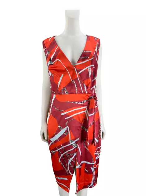 Vestido Sacada Acetinado Multicolor