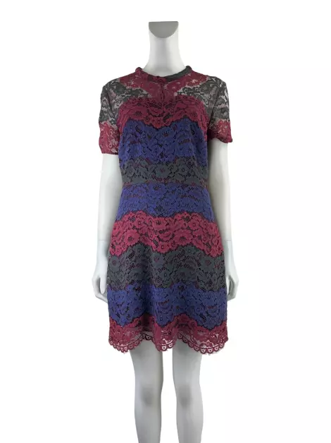 Vestido Sandro Renda Bicolor