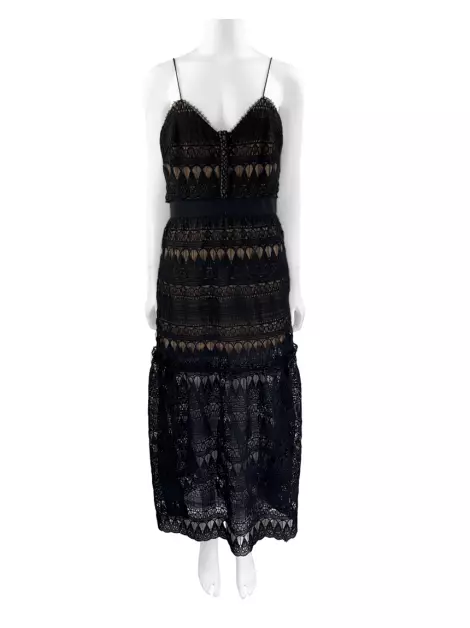 Vestido Self-Portrait Bordado Preto