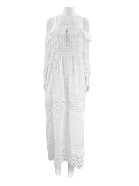 Vestido Self-Portrait Longo Bordado Branco