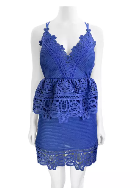Vestido Self-Portrait Renda Azul