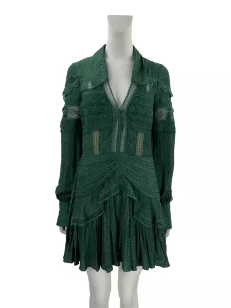 Vestido Self-Portrait Tecido Bordado Verde