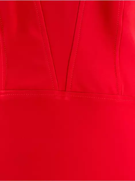 Vestido Shoulder Crepe Vermelho