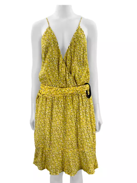 Vestido Shoulder Estampa Poá Amarelo