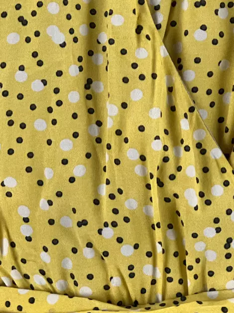 Vestido Shoulder Estampa Poá Amarelo
