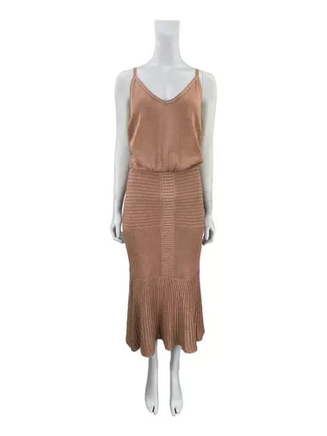Vestido Shoulder Marrom Metalizado