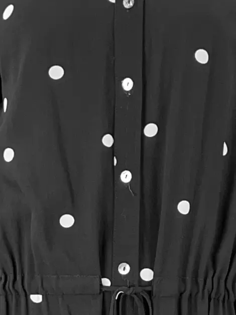 Vestido SouQ Acinturado Poá Preto