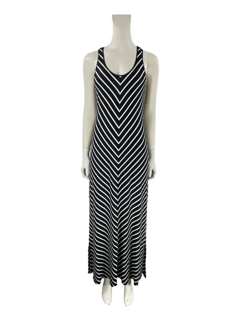 Vestido SouQ Tecido Preto Listrado