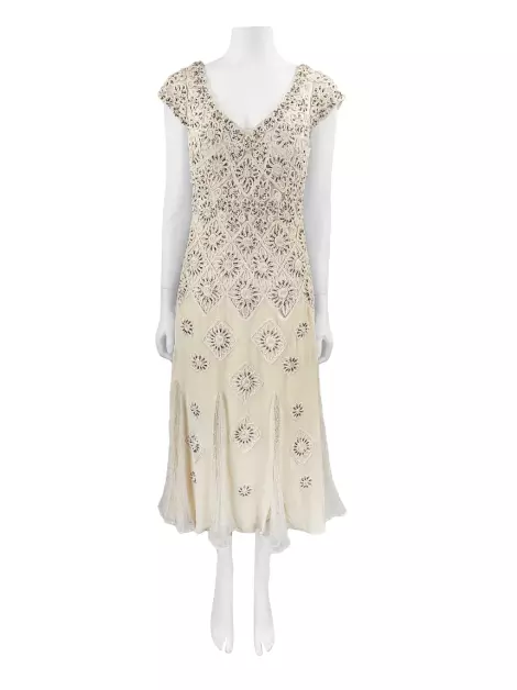 Vestido Sue Wong Vintage Bordado Bege