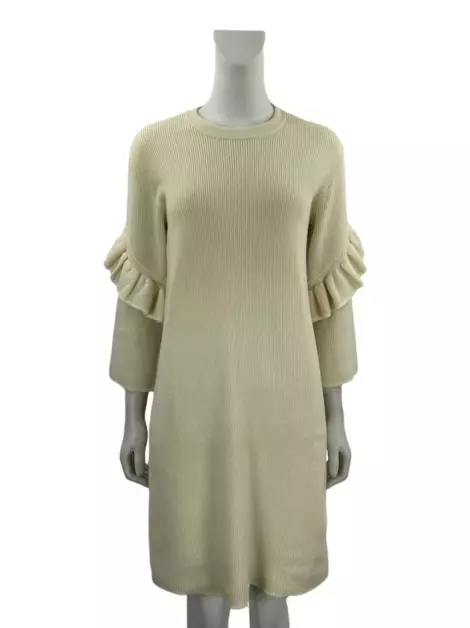 Vestido Tory Burch Canelado Off-White