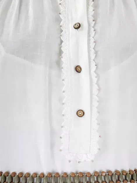 Vestido Zimmermann Linho Bordado Off White