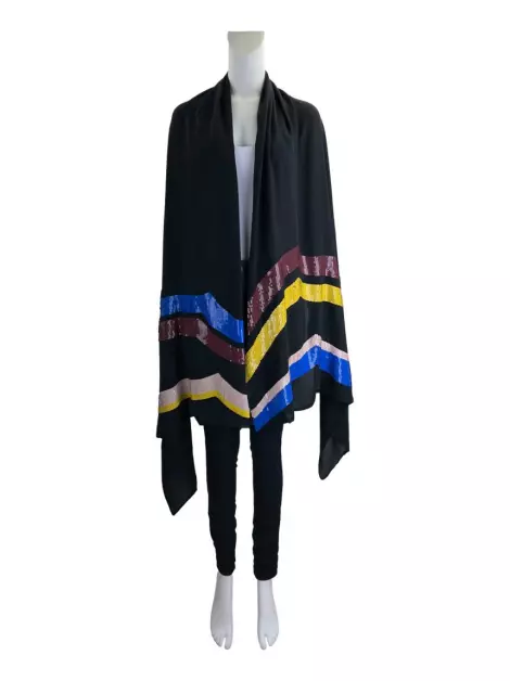Xale Emilio Pucci Paetês Seda Preto