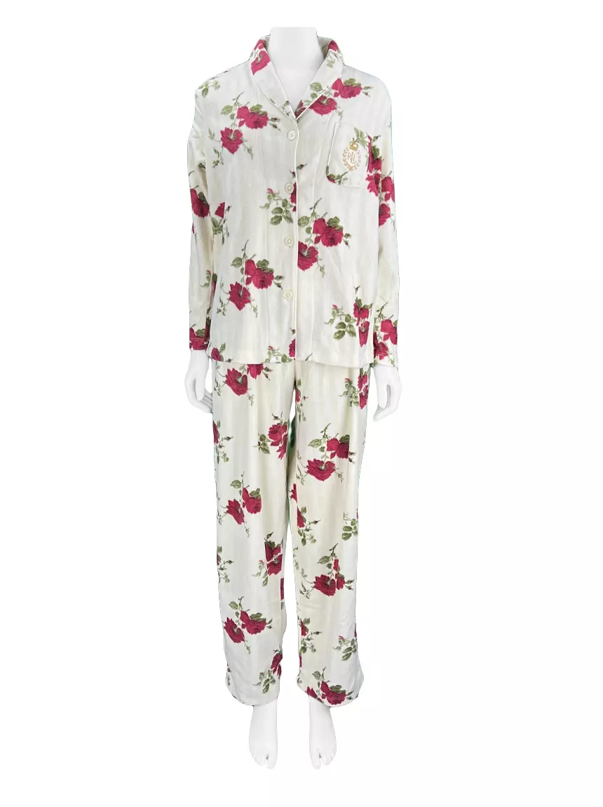 Pijama Lauren Ralph Lauren Florido Creme Original - GEH106 | Etiqueta Única