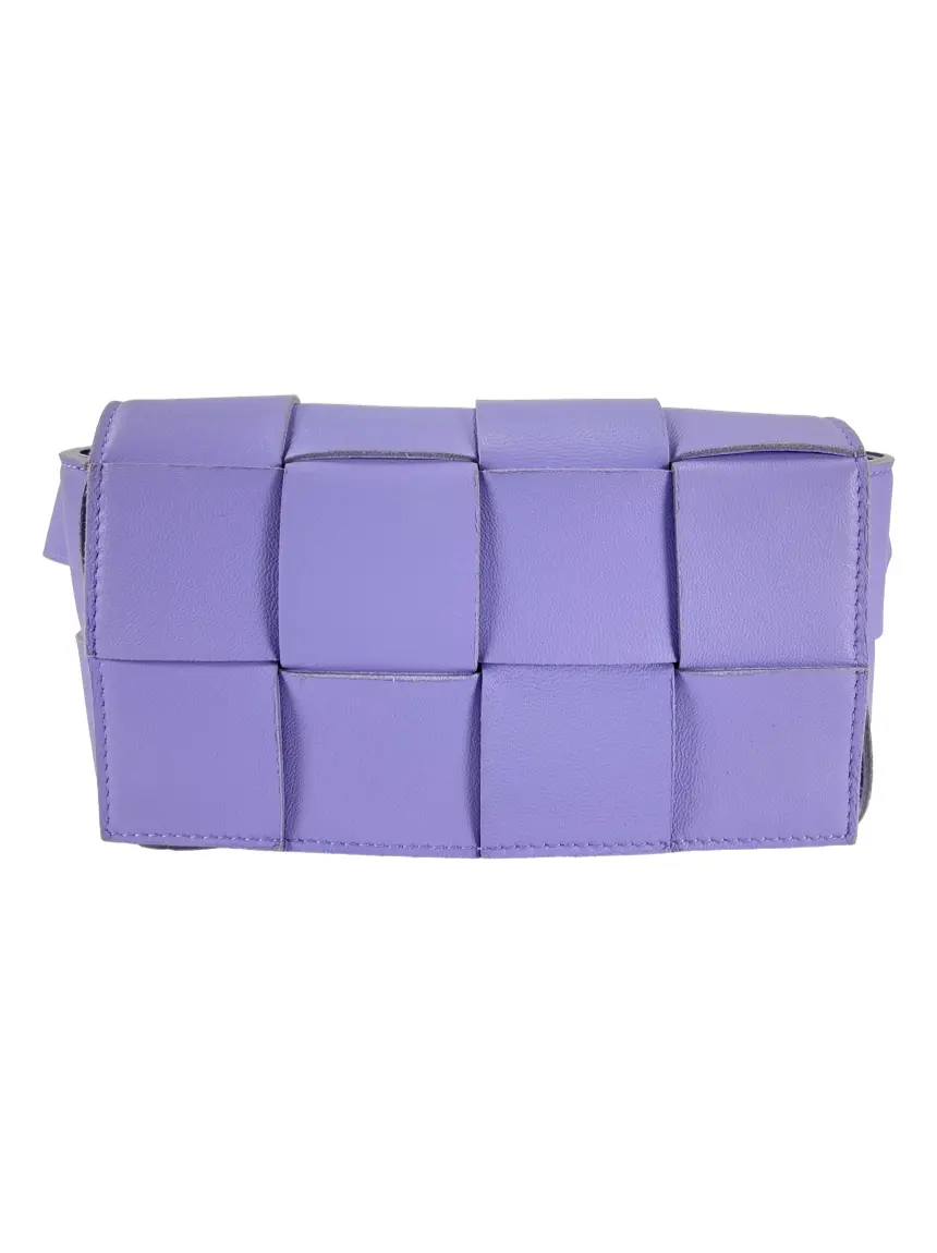Pochete Bottega Veneta Cassete Mini Maxi Intrecciato Lilás - PVO33