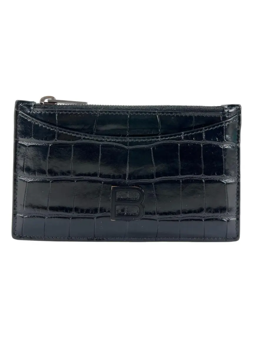 Porta Moedas Balenciaga Zip Embossed Croco Preto - ADZL10 Original