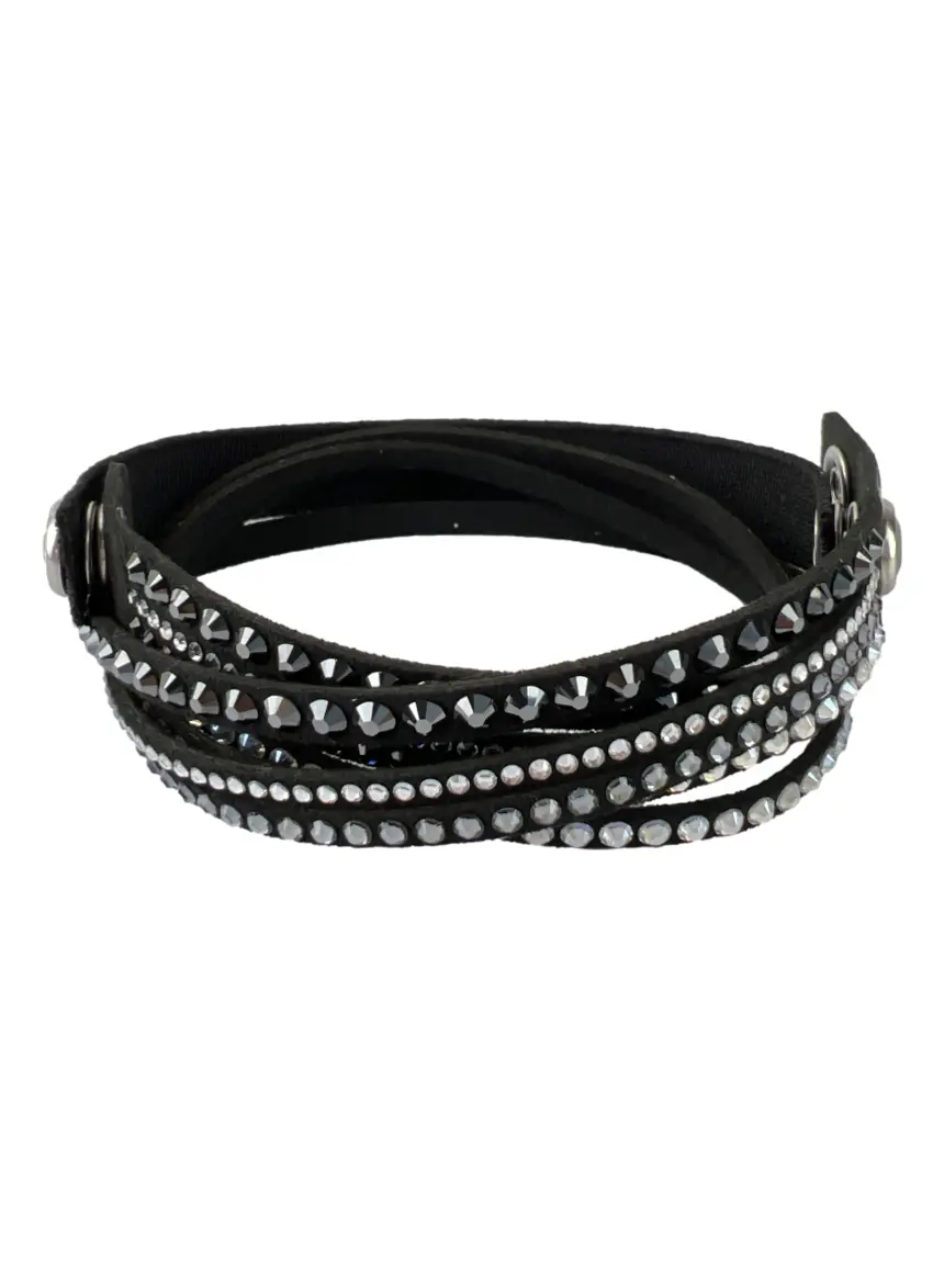 Pulseira Swarovski Slake Cristais Preto Original - KAO50