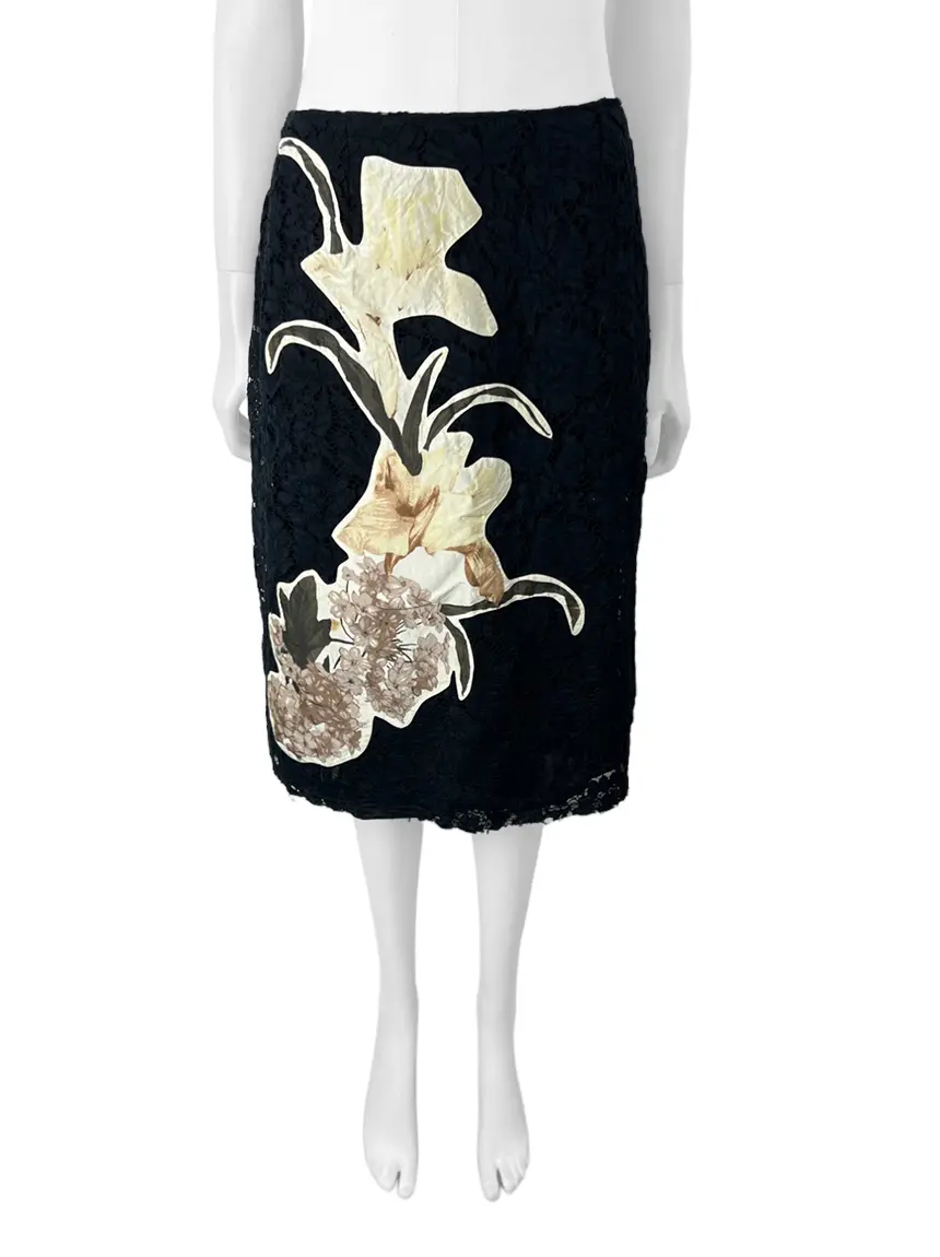 Saia Valentino Renda Preto DFD83 Original Etiqueta Única