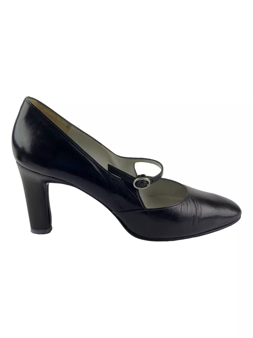 Sapato de Salto Charles Jourdan Vintage Couro Preto - BJV14