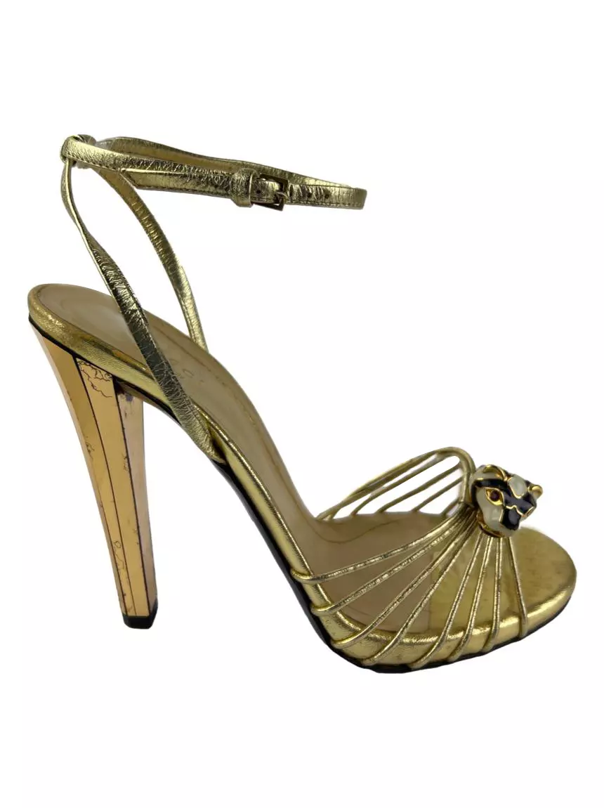 Sapato de Salto Gucci Tigre Dourada - ABDN22 Original | Etiqueta Única