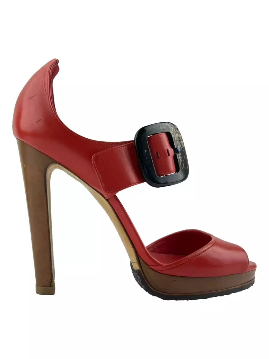 Sapato de Salto Sergio Rossi Couro Vermelho Original BYT168